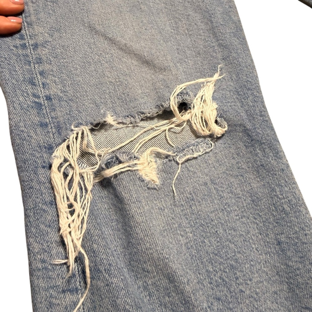 Agolde High Rise Distressed Light Blue Jeans - Picture 4 of 7